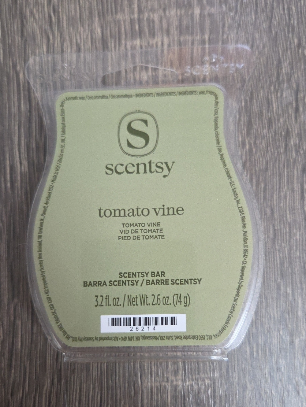Scentsy Tomato Vine Wax Bar - Light Green